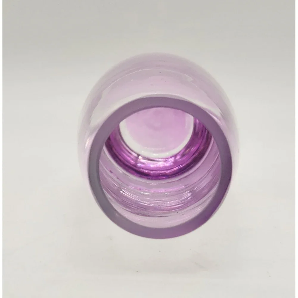 Viva Scandinavia Clear Glass Vase With Purple Weighted Base Handblown Minimalist